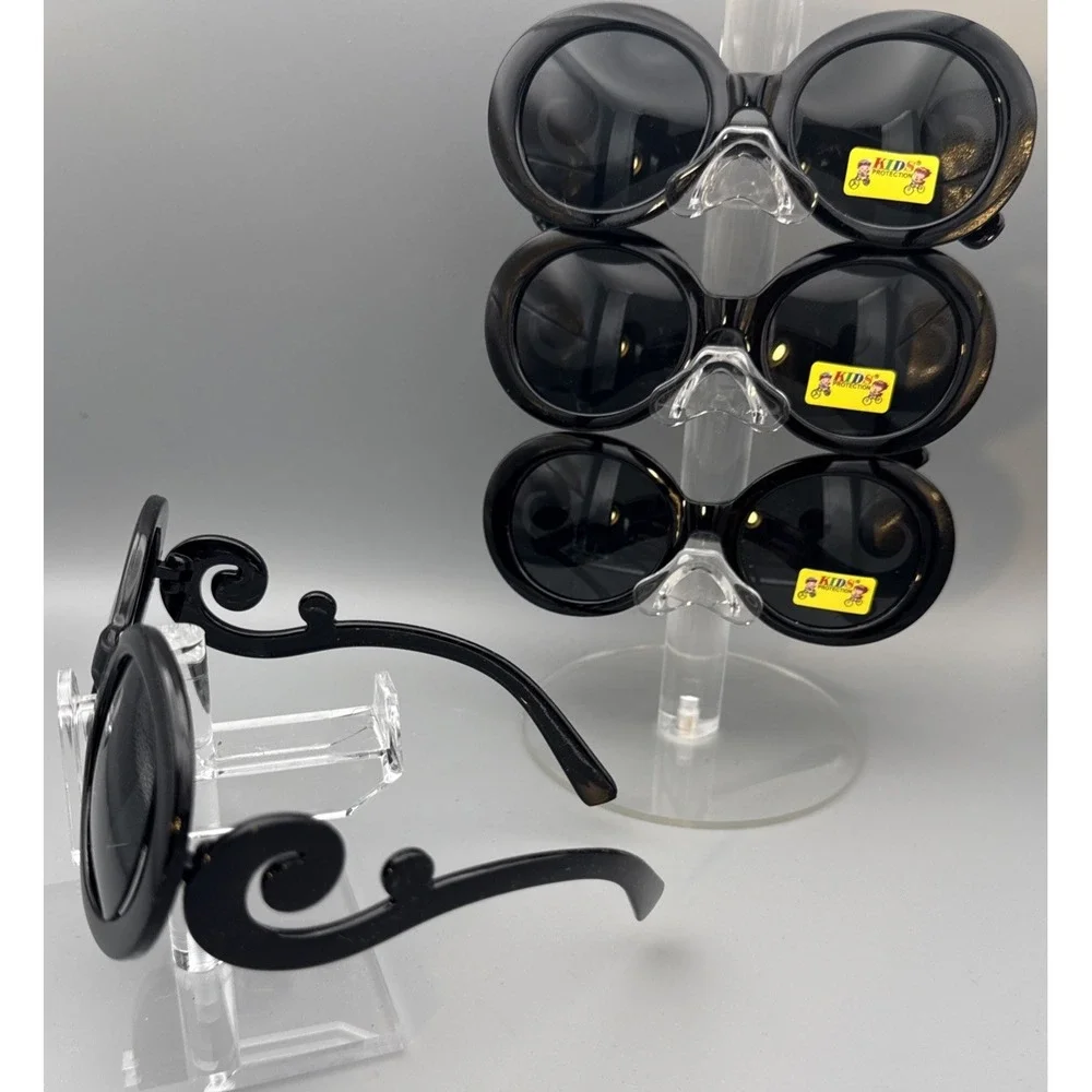 4 pair KIDS SIZE OVERSIZED EXAGGERATED SUNGLASSES Funky Round Black Frames-Party